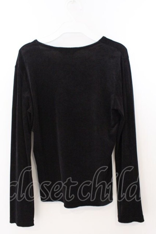 画像2: PINK HOUSE / リボン使いベロアプルオーバー M クロ O-26-03-06-016-LO-TO-OW-OS (2)