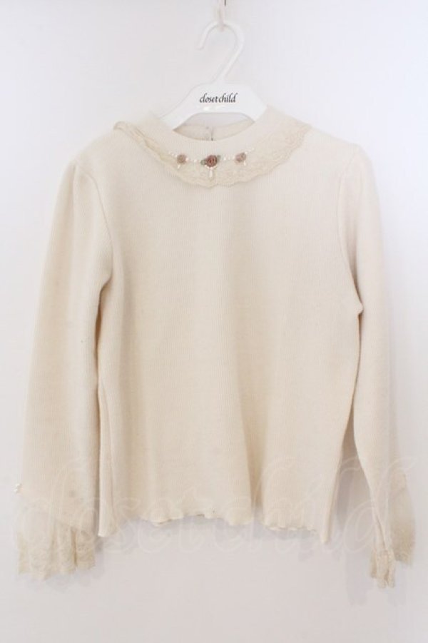 画像1: axes femme / バラモチーフカットプルオーバー M キナリ O-26-03-06-017-AX-TO-OW-OS (1)