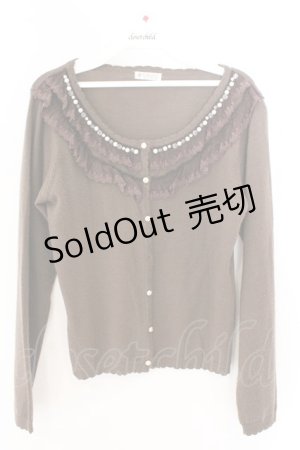 画像: axes femme / パール使いニットカーディガン M ブラウン O-26-03-06-021-AX-TO-OW-OS