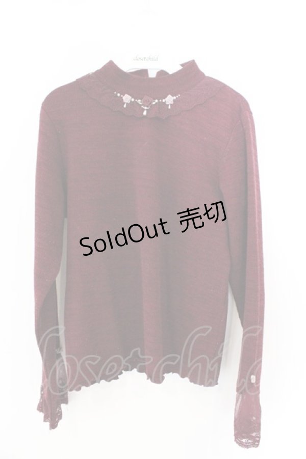 画像1: axes femme / バラモチーフ使いプルオーバー M ワイン O-26-03-06-024-AX-TO-OW-OS (1)