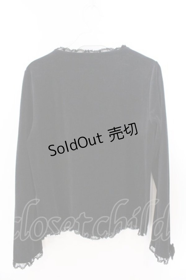 画像2: PINK HOUSE / ベロアチュールレースカーディガン M クロ O-26-03-06-026-LO-TO-OW-OS (2)