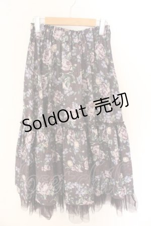 画像: axes femme / ホーリーローズ柄フリルスカート F パープル系 O-26-03-06-027-AX-SK-OW-OS