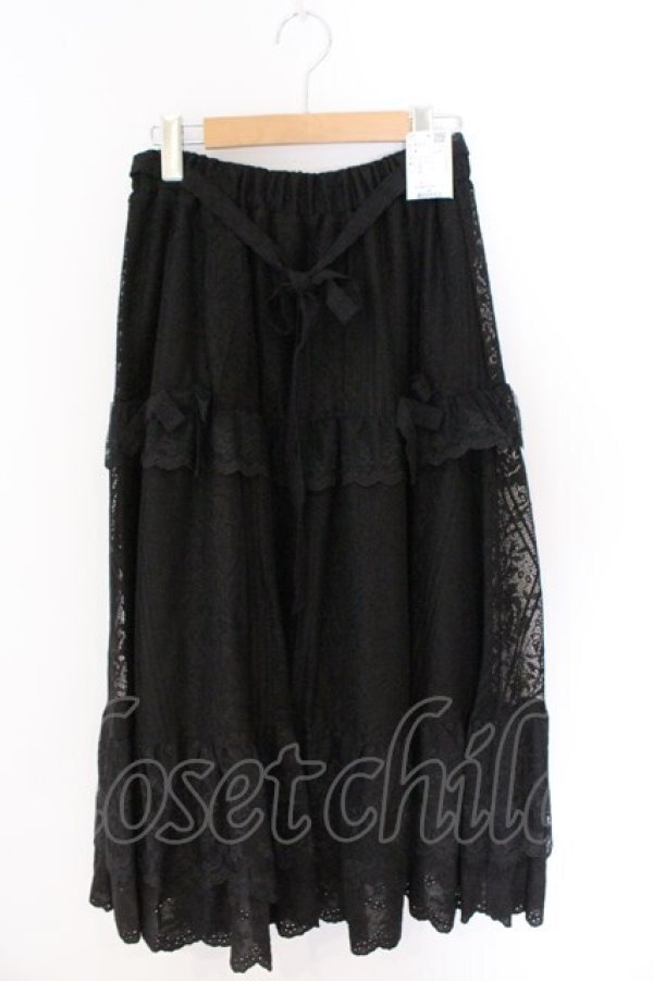 画像1: axes femme / ティアードコットンレーススカート F クロ O-26-03-06-028-AX-CO-OW-OS (1)