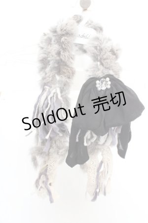 画像: axes femme / リボンラビットファーマフラー  グレー O-26-03-07-001-AX-AC-OW-OS