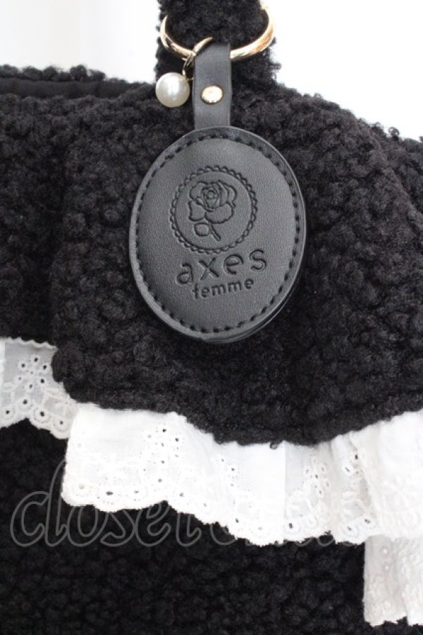 画像2: axes femme / ボアファーフリルトート  クロ O-26-03-07-035-AX-BG-OW-OS (2)
