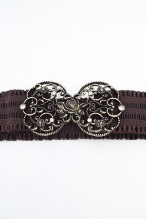 画像: axes femme / 立体バラ×蝶ゴムベルト  ブラウン×ゴールド O-26-03-07-043-AX-ZA-IG-OS