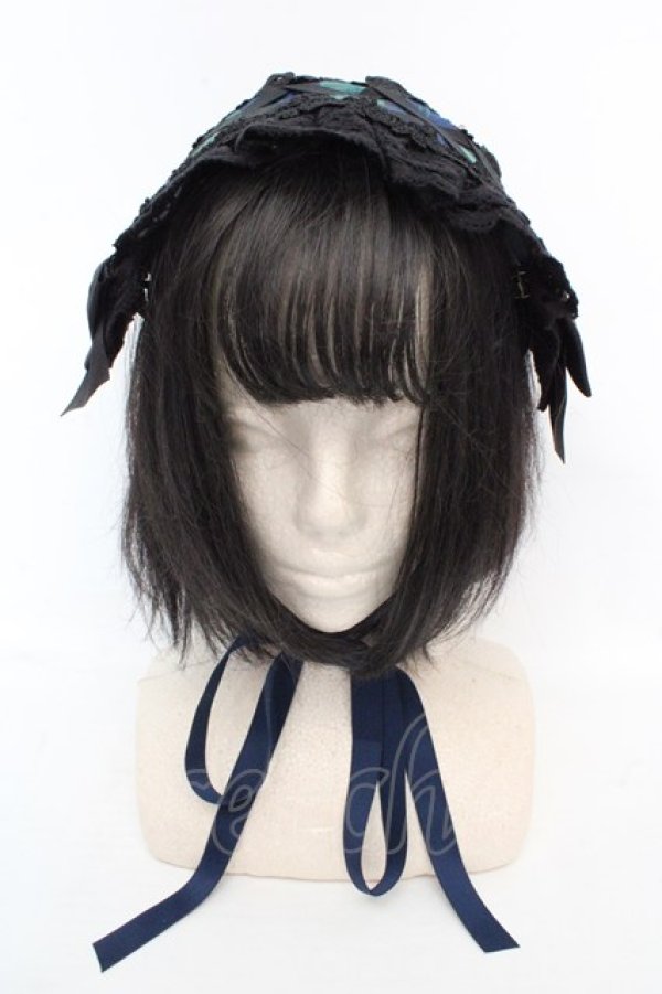 画像2: Chalmiere / タータンチェックヘッドドレス F グリーン O-26-03-07-046-0-AC-YM-OS (2)