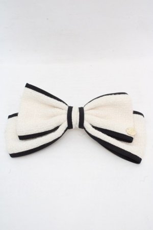 画像: an another angelus / バイカラーリボンバレッタ  オフシロ×クロ O-26-03-07-057-CA-AC-IG-OS