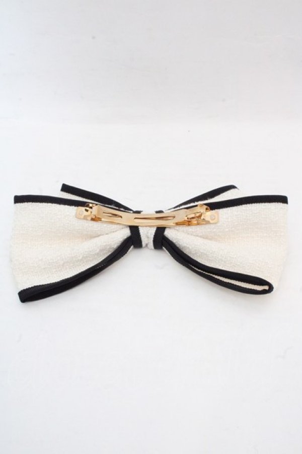 画像3: an another angelus / バイカラーリボンバレッタ  オフシロ×クロ O-26-03-07-057-CA-AC-IG-OS (3)