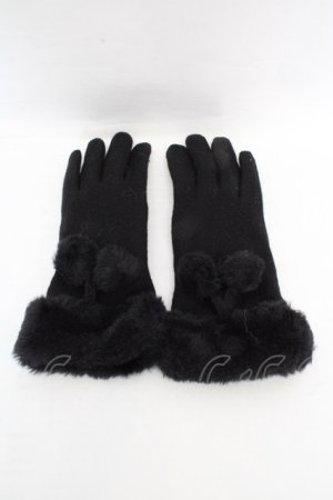 画像: m petit by misako / AMポンポンツキグローブ  クロ O-26-03-07-058-LO-ZA-IG-OS