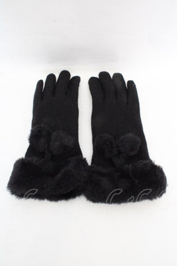 画像1: m petit by misako / AMポンポンツキグローブ  クロ O-26-03-07-058-LO-ZA-IG-OS (1)