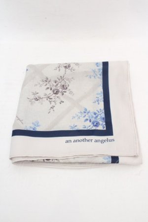 画像: an another angelus / フラワースカーフ  ベージュ×ネイビー×ブルー O-26-03-07-062-CA-ZA-IG-OS