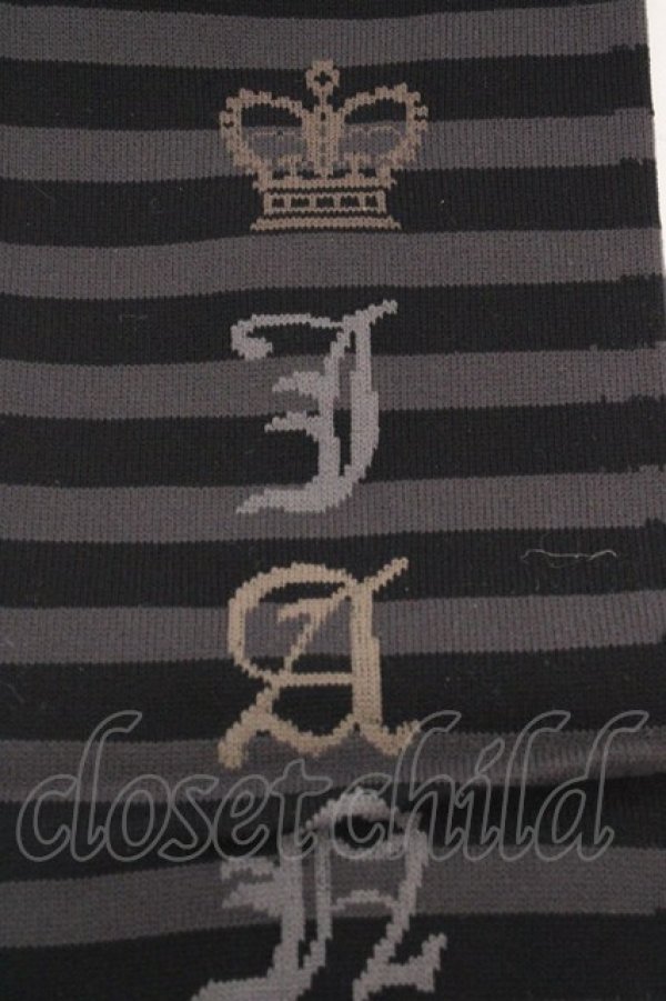 画像2: Jane Marple / サイドロゴボーダーオーバーニー  クロ O-26-03-07-064-JM-ZA-OW-OS (2)