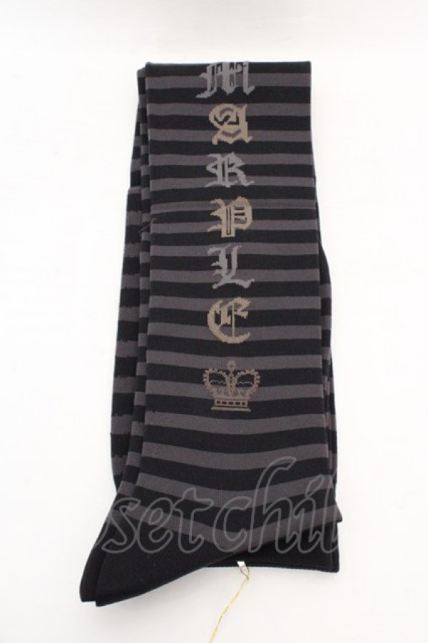 画像3: Jane Marple / サイドロゴボーダーオーバーニー  クロ O-26-03-07-064-JM-ZA-OW-OS (3)