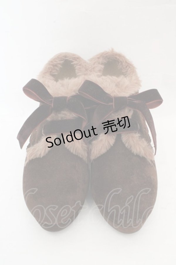 画像2: axes femme / ローズ刺繍ファーブーティ S ブラウン O-26-03-07-066-AX-SH-OW-OS (2)