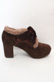 画像4: axes femme / ローズ刺繍ファーブーティ S ブラウン O-26-03-07-066-AX-SH-OW-OS (4)
