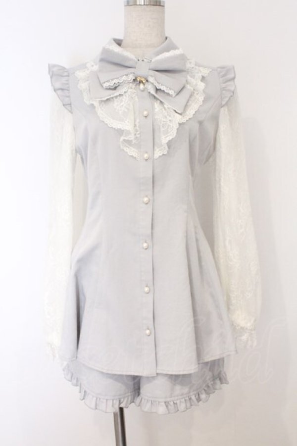 画像1: Secret Honey / レース袖ラッフルセットアップ 2 シロxブルー O-26-03-07-1040-CA-OP-YM-OS (1)