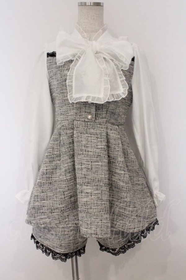 画像1: Rojita / BIGリボンツイードセットアップ F シロｘグレー O-26-03-07-1041-LO-OP-YM-OS (1)