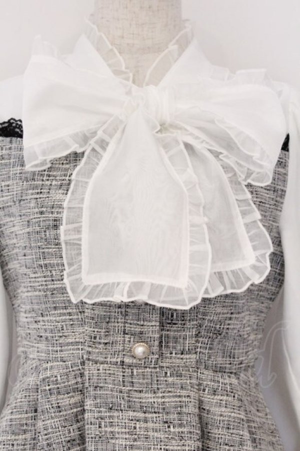 画像2: Rojita / BIGリボンツイードセットアップ F シロｘグレー O-26-03-07-1041-LO-OP-YM-OS (2)