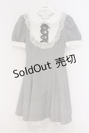 画像: Secret Honey / レースアップギンガムワンピース 2 シロｘクロ O-26-03-07-1042-CA-OP-YM-OS