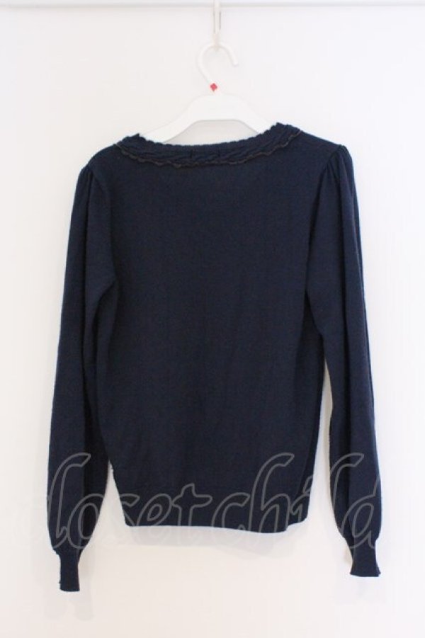 画像3: axes femme / 刺繍×ケーブル編みカーデ M ネイビー O-26-03-07-1044-AX-TO-YM-OS (3)