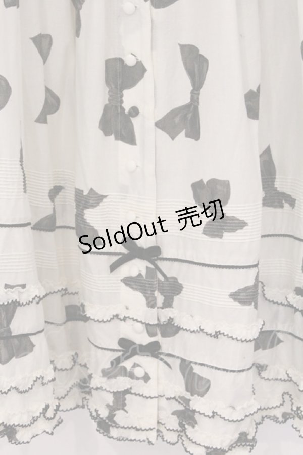 画像2: PINK HOUSE / ベルベットリボンプリントスカート  シロ O-26-03-07-1045-LO-SK-OW-OS (2)