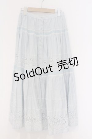 画像: PINK HOUSE / カットワーク使いギンガムローンスカート  サックス O-26-03-07-1046-LO-SK-OW-OS