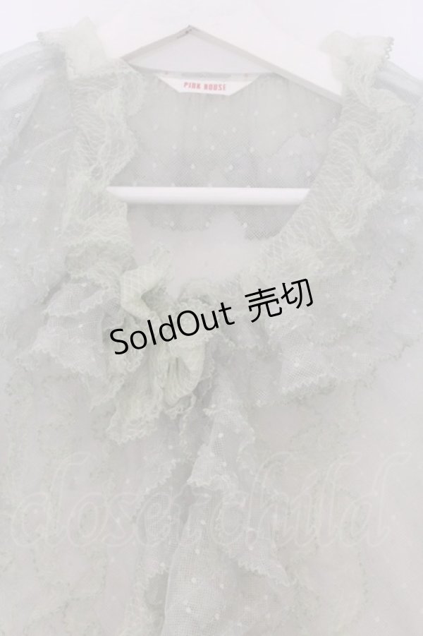 画像2: PINK HOUSE / ダイヤチュチュチュールブラウス  グリーン O-26-03-07-1048-LO-BL-OW-OS (2)