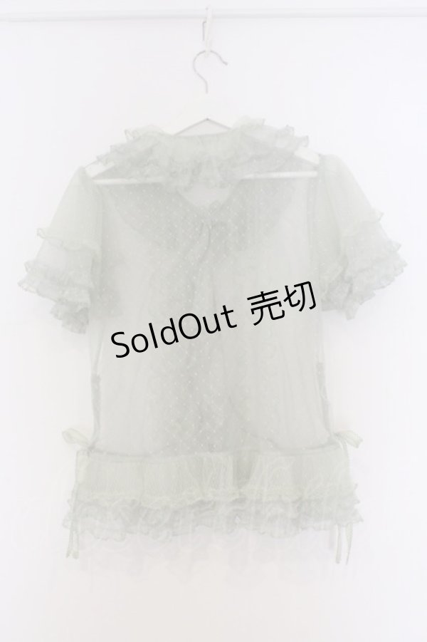 画像4: PINK HOUSE / ダイヤチュチュチュールブラウス  グリーン O-26-03-07-1048-LO-BL-OW-OS (4)