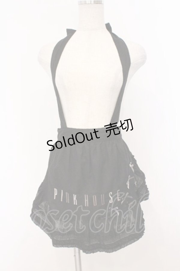 画像1: PINK HOUSE / リボンいっぱいロゴ刺繍入りエプロン  クロ O-26-03-07-1049-LO-SK-OW-OS (1)