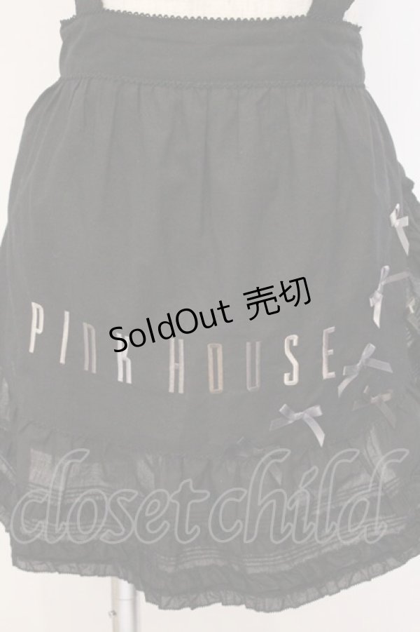 画像2: PINK HOUSE / リボンいっぱいロゴ刺繍入りエプロン  クロ O-26-03-07-1049-LO-SK-OW-OS (2)