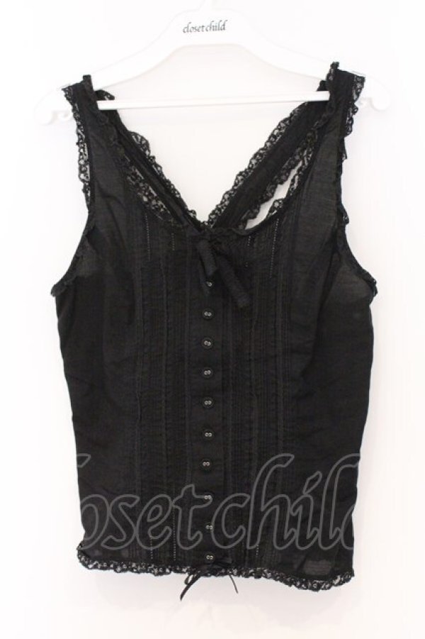 画像1: PINK HOUSE / ローンクロスキャミブラウス  クロ O-26-03-07-1053-LO-BL-OW-OS (1)