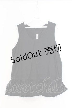 画像: KANEKO ISAO / 裾タックフリルノースリーブブラウス  クロ O-26-03-07-1054-EL-BL-OW-OS