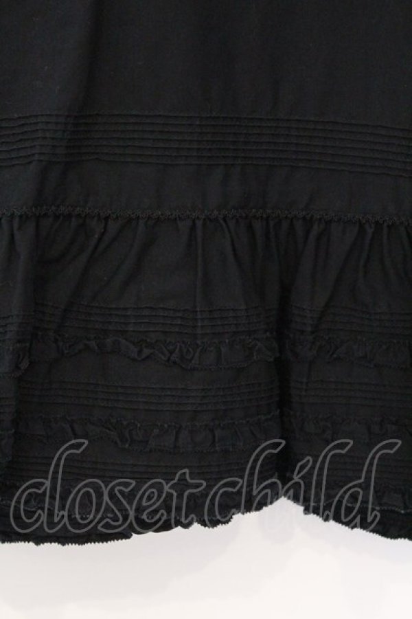 画像2: KANEKO ISAO / 裾タックフリルノースリーブブラウス  クロ O-26-03-07-1054-EL-BL-OW-OS (2)