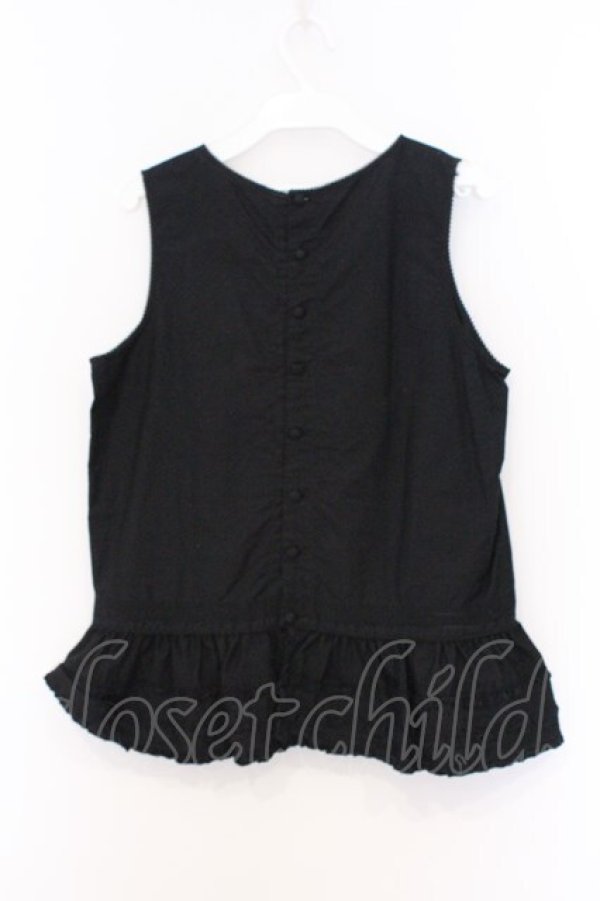 画像3: KANEKO ISAO / 裾タックフリルノースリーブブラウス  クロ O-26-03-07-1054-EL-BL-OW-OS (3)