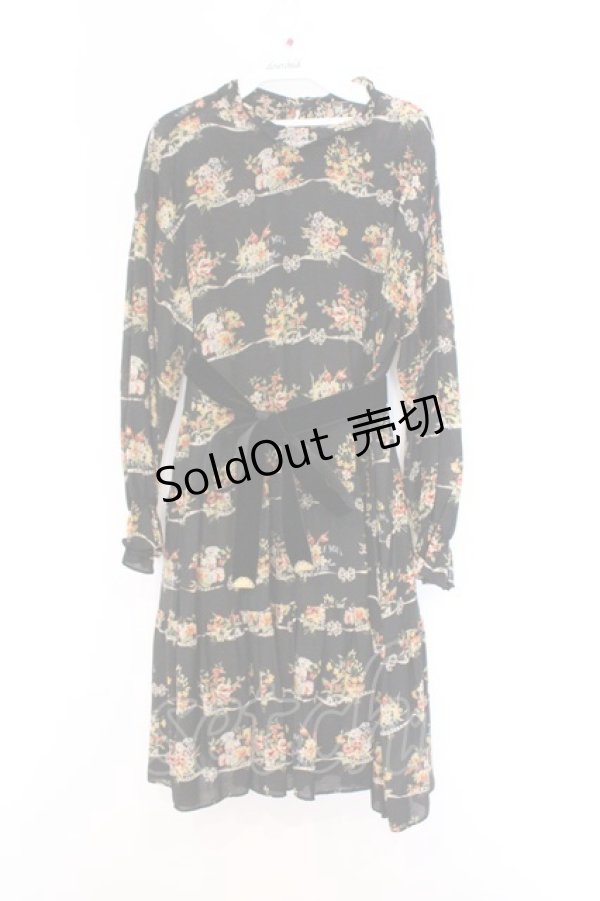 画像1: Jane Marple / Jubilee flowersミニドレス M クロ O-26-03-07-1056-JM-OP-OW-OS (1)