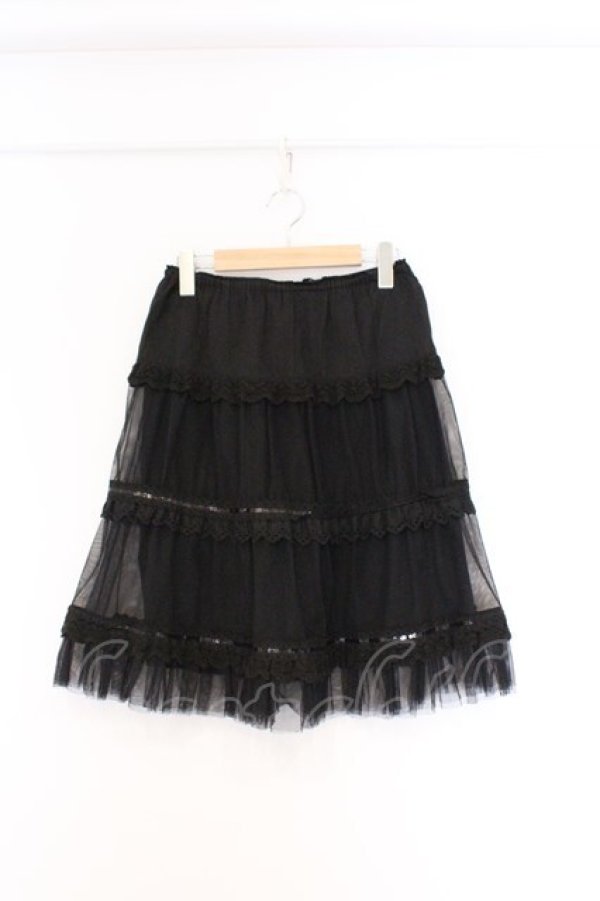 画像1: Jane Marple / トーションレース使いチュールスカート M クロ O-26-03-07-1060-JM-SK-OW-OS (1)