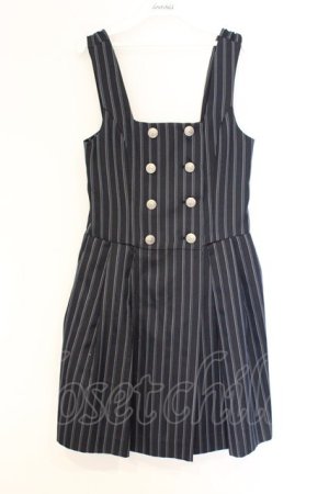 画像: Jane Marple / レジメンタルストライプのダブルボタンジャンパースカート M ネイビー O-26-03-07-1062-JM-OP-OW-OS