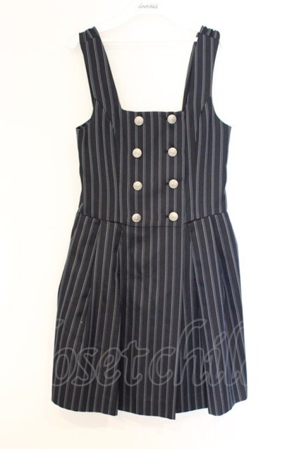 画像1: Jane Marple / レジメンタルストライプのダブルボタンジャンパースカート M ネイビー O-26-03-07-1062-JM-OP-OW-OS (1)