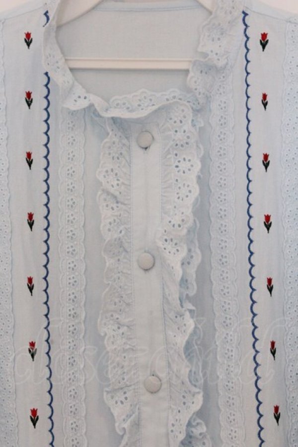 画像2: Candy Stripper / TINY TULIP COTTON BLOUSE　ブラウス 2 サックス O-26-03-07-1001-PU-BL-IG-OS (2)