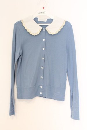 画像: Jane Marple / 刺繍襟カーディガン M ブルー O-26-03-07-1068-JM-TO-OW-OS
