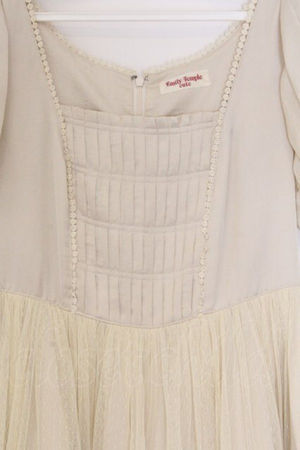 画像2: Emily Temple cute / サテン&ドットチュールワンピース  アイボリー O-26-03-07-1072-ET-OP-OW-OS (2)