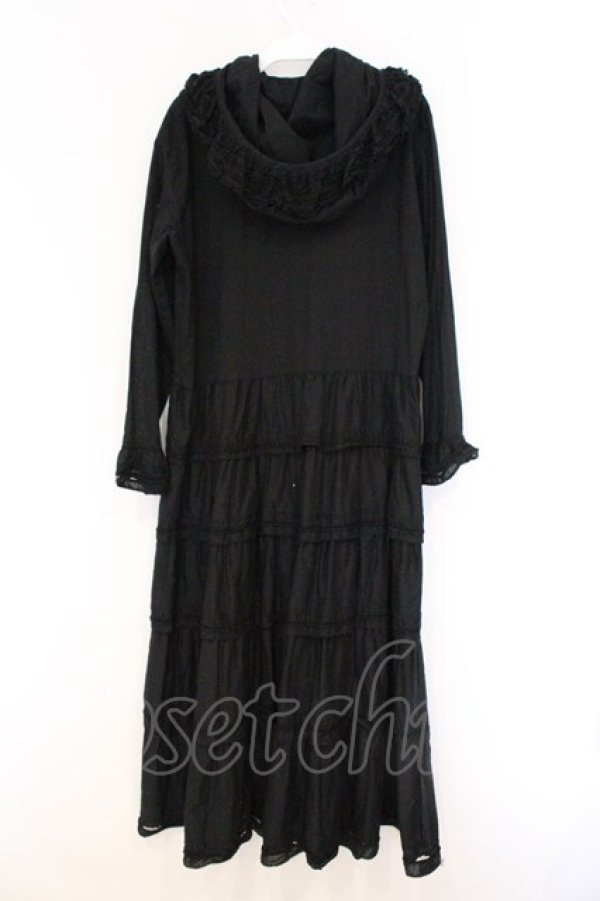 画像3: KANEKO ISAO / ピコレース使いフード付きワンピース  クロ O-26-03-07-1077-EL-OP-OW-OS (3)