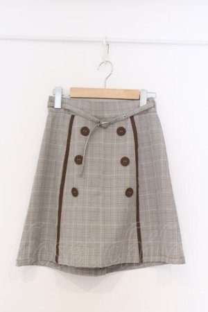 画像: Ank Rouge / ダブルボタンベルト付きスカート  ブラウン O-26-03-07-1012-CA-SK-IG-OS