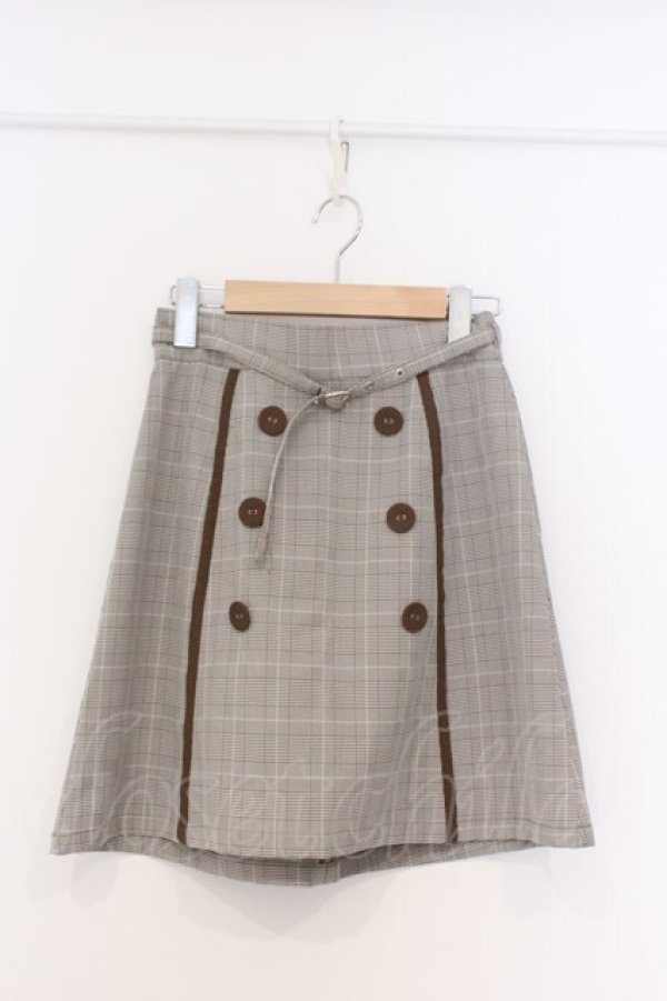 画像1: Ank Rouge / ダブルボタンベルト付きスカート  ブラウン O-26-03-07-1012-CA-SK-IG-OS (1)