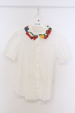 画像: Jane Marple / フルーツピクニックのデコパージュカラーブラウス M シロ O-26-03-07-1014-JM-BL-IG-OS