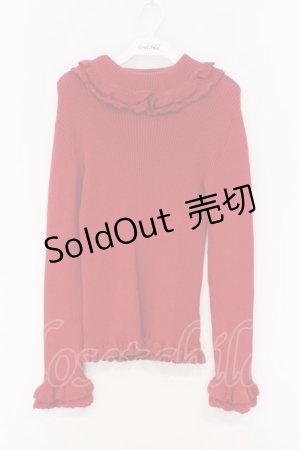 画像: PINK HOUSE / フリル使いタートルリブニット  アカ O-26-03-07-1015-LO-TO-IG-OS