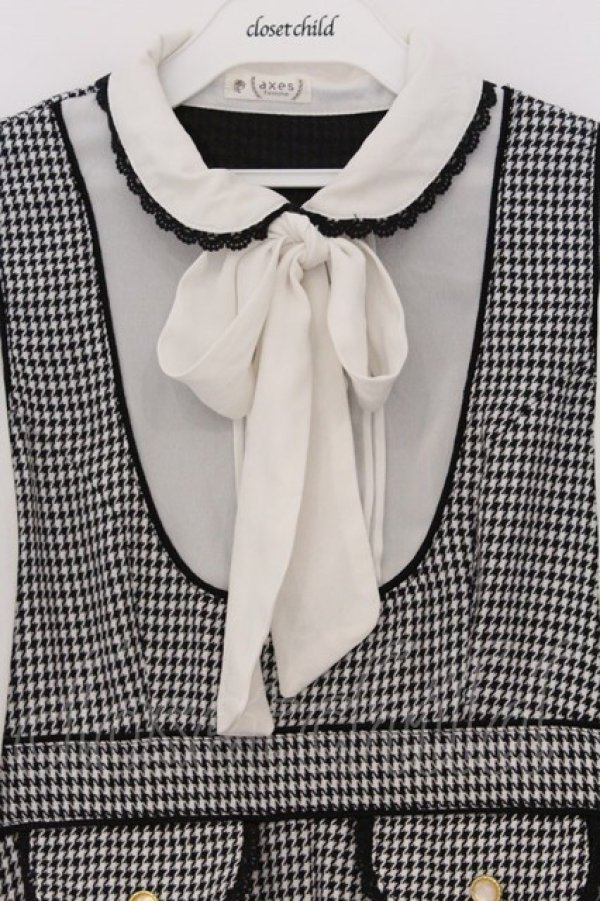 画像2: axes femme / レイヤード風ワンピース M クロ×シロ O-26-03-07-1016-AX-OP-IG-OS (2)