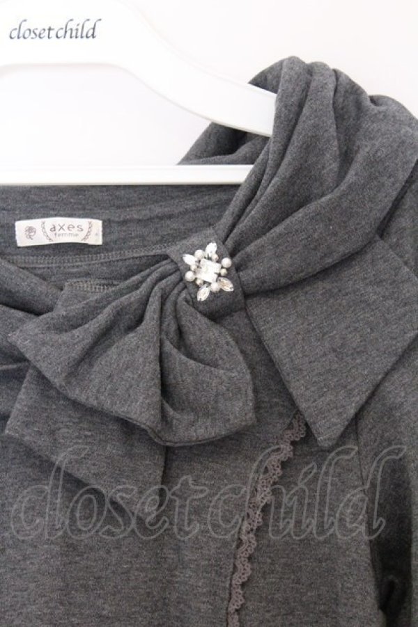 画像2: axes femme / リボンカラーチュニック M グレー O-26-03-07-1017-AX-OP-IG-OS (2)