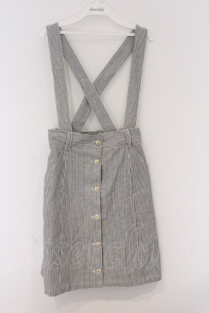 画像: LODISPOTTO / ストライプサスペンダースカート  シロ×グレー O-26-03-07-1019-LO-SK-IG-OS